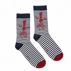 Chaussettes rayes marin bordeaux